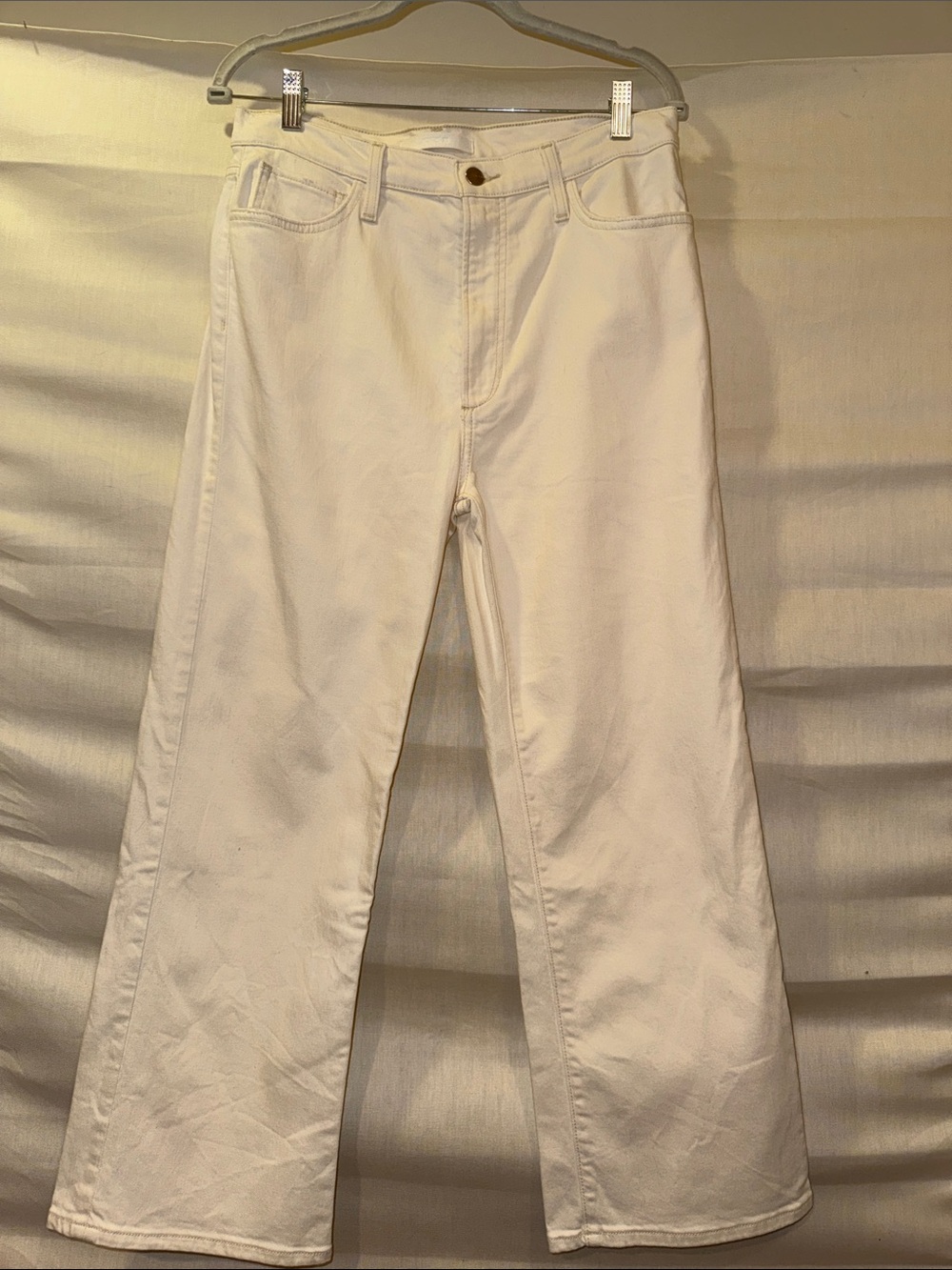 Joe's Jeans Cream High-Rise Wide-Leg Crop Jeans